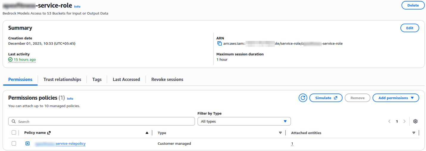 service role for bedrock job